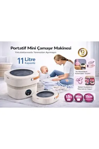 11 LİTRE MİNİ PORTATİF ÇAMAŞIR MAKİNESİ KURUTMAMAKİNESİ KATLANABİLİR VAKUMLU AYAKLAR TAŞINABİLİR