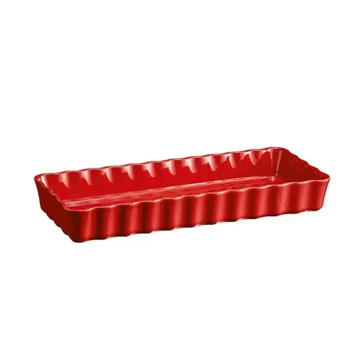 Emile Henry Tart-börek-fırın Kabı Dikdörtgen 36.5 X 15 Cm Kırmızı/burgundy