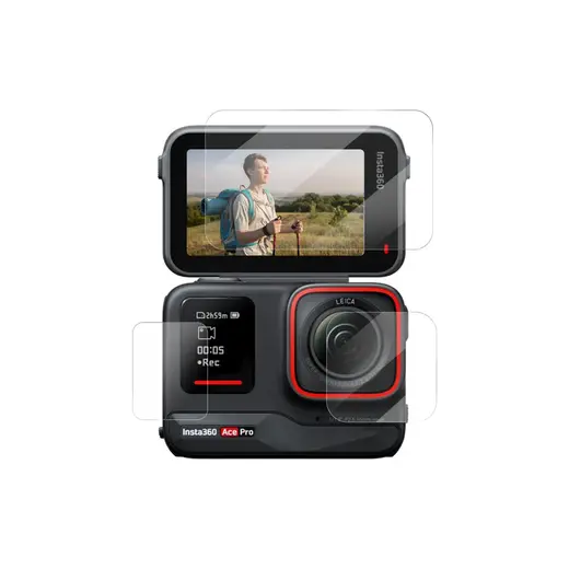 Ayex INSTA360 Ace / Ace Pro Temperli Cam Ekran ve Lens Koruyucu Film Seti