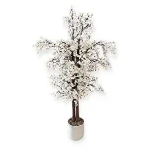 Yapay Çiçekçiniz Yoğun Yapraklı 100 Cm Yapay Sakura Bahar Dalı Ağacı Premium Beyaz
