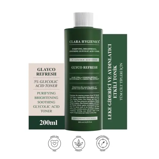 Clara Hygienics %5 Glikolik Asit Leke Giderici ve Aydınlatıcı Etkili Tonik 200 ml