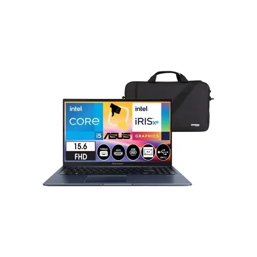 Asus Vivobook 15 Intel Core I5 16 GB 512 GB SSD Windows 11 15.6" Fhd Taşınabilir Bilgisayar Snertech Çanta