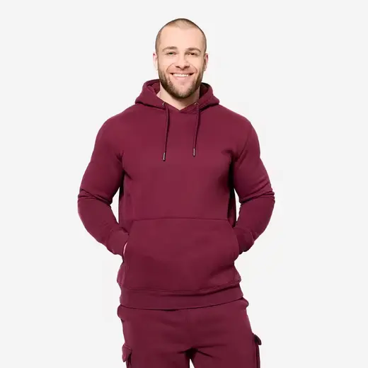 Erkek Kapüşonlu Sweatshirt - Bordo