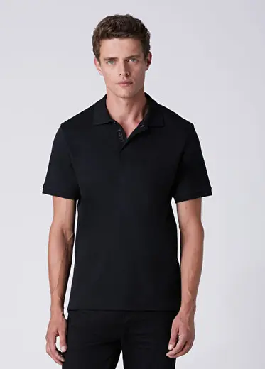 Comfort Fit Siyah Polo Yaka T-shirt