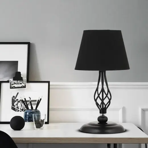 Apliqa Lupin Siyah Masa Lambası Siyah Şapkalı Modern Tasarım Salon-yatak Odası Retro Abajur