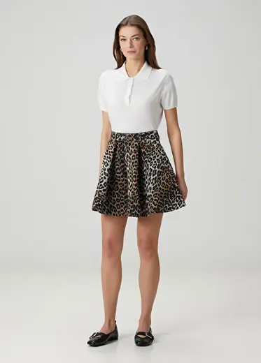 Leopar Desenli Mini Etek