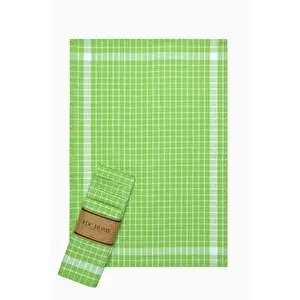 Denizli Concept Yeşil Çizgili Dama Desenli Pamuklu Kurulama Bezi - 5'li Set 45x65cm