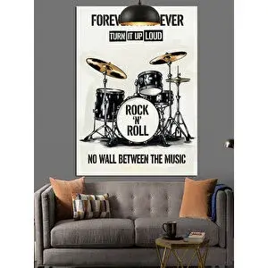 Tablomega Rock Müzik Bateri Seti Afişi Dekoratif Kanvas - Mdf Ahşap Tablo 25x35 cm
