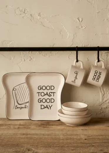 Toast Seramik 8 Parça 2 Kişilik Kahvaltı Takımı Siyah