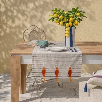 Evidea Soft Püsküllü Balık Runner - Ekru - 50x130 cm