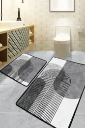 Lenia Gri 3'lü Set Banyo Paspası Djt Renkli 4