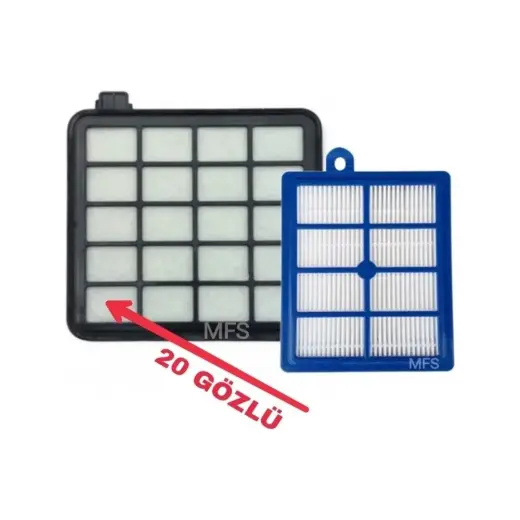 MFS Beko Uyumlu Bks 5564 Hepa Filtre Seti PerformCyclone ( Dikkat!!! Siyah Filtre 20 Bölmeli ) Ultraforce 2.0