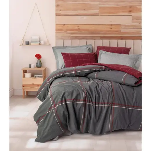 Cotton Box Warm Flanel Çift Kişilik Nevresim Takımı Sento Gri