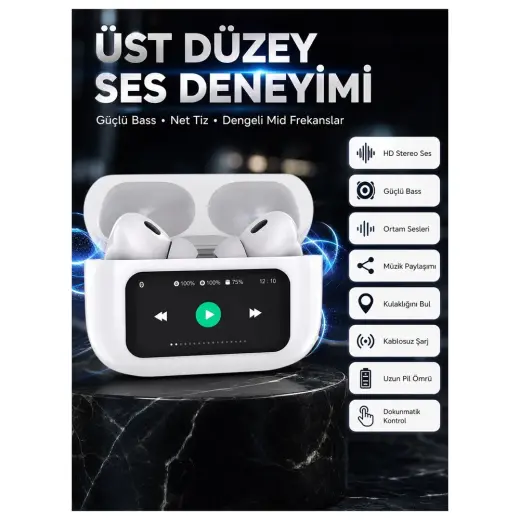 Zenviaa Mey Ithalat® Dokunmatik Ekranlı Bluetooth Kulaklık Tws Ios Android Tüm Telefonlara Uyu