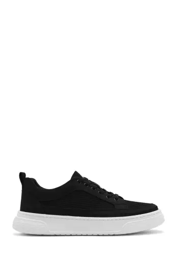 Erkek siyah bağcıklı kalın tabanlı sneaker