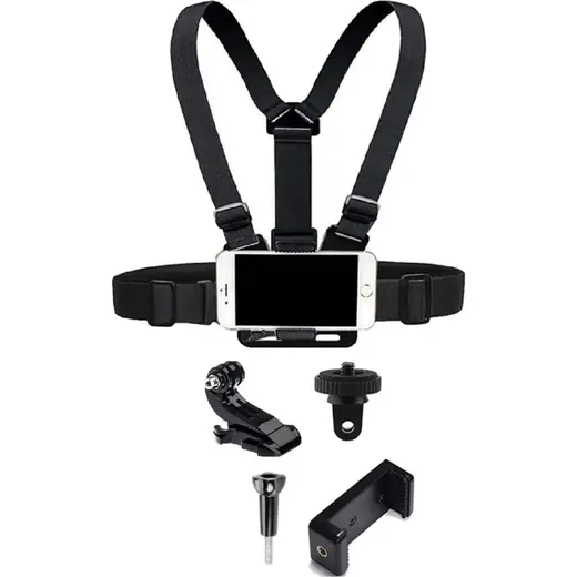 Fimtech Aksiyon Kamera ve Telefon ile Uyumlu Göğüs Kemeri Vlog Video Çekim Seti Kaliteli ABS Plastik ve Metal Malzemeden