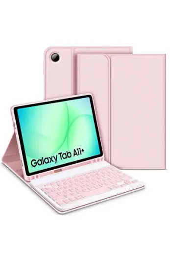 Galaxy Tab A11+ Plus 11 inç Uyumlu Bluetooth Özellikli Kablosuz Kalem Bölmeli Klavyeli Kılıf SM-X230