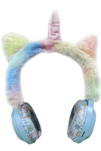 Kablosuz Sevimli Unicorn Peluş Tüylü Kız Çocuk Kulaklığı Wirelles Headphone