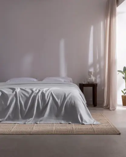 Mathilda King Size Pamuklu Ecocell Düz Pike - Gri