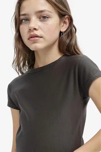 Slim Fit Basic Fitilli Tişört Kız Çocuk