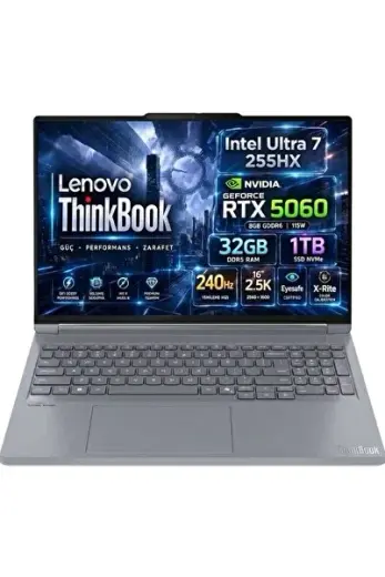 ThinkBook 1R0001LTX Ultra 7 255HX 32GB 1TB SSD RTX 5060 8GB 16 2560x1600 Fdos 240Hz Notebook
