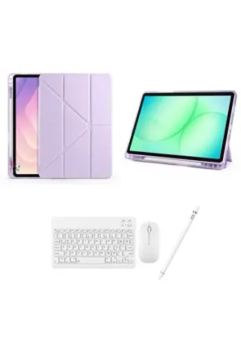 ıPad 8. Nesil ve 9. Nesil 10.2 inç ile Uyumlu Standlı Kılıf Klavye Mouse ve Dokunmatik Kalem Set