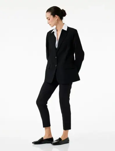 Yüksek Bel Slim Fit Cigarette Kumaş Pantolon