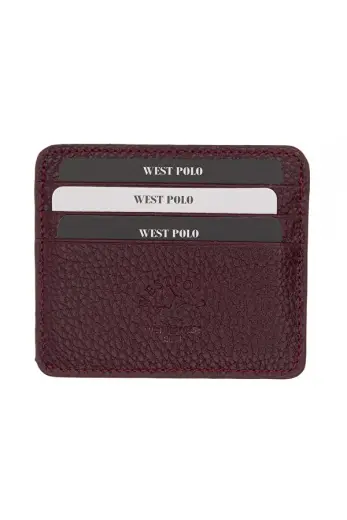 WEST POLO 49 HAKİKİ DERİ UNISEX KARTLIK BORDO