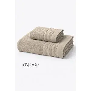 Mira Home 2 Parça Banyo Havlusu Seti Pamuklu Sude 70x140 + 50x85 Cm Bej