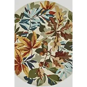 Vivense Leaf1 Baskili Yuvarlak Dokuma Taban Hali, 148 Yng