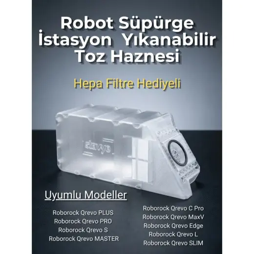 Özbience Roborock Qrevo Serisi Yıkanabilir ve Yeniden Kullanılabilir Toz Haznesi