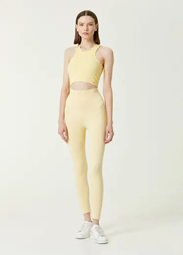 Palmi Sarı Yüksek Bel Tayt