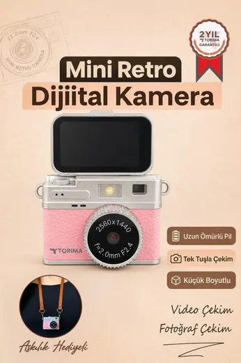 Torima CMR49 2K Flip Ekranlı Mini Dijital Vlog Kamerası