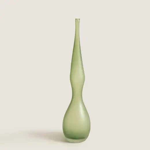 Adri̇ Kıvrımlı Cam Vazo Orta Gri̇ (39cm) Natural