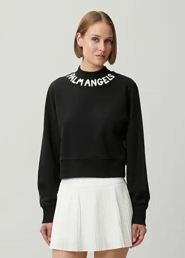 Siyah Beyaz Logo Baskılı Sweatshirt