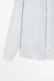 Regular fit çizgili %100 keten gömlek 9