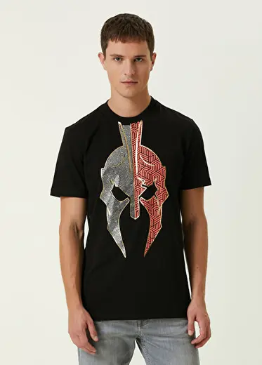 Siyah Varak Baskılı T-shirt
