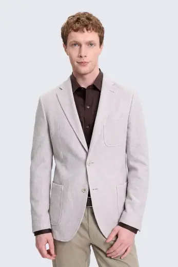 Gri Comfort Fit Desenli Mono Yaka Klasik Ceket