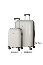 Bavul Büyük ve Kabin 2li Set Silikon Valiz V305 AcıKahve