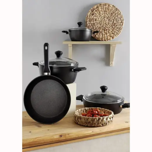 Pierre Cardin Diamond Cook 7 Parça Tencere Seti Siyah