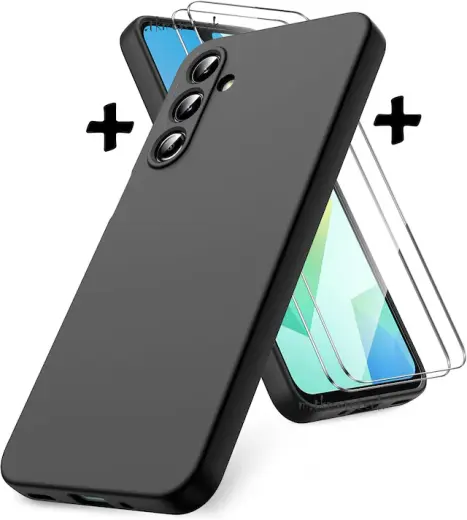 Samsung Galaxy Uyumlu A16 Kılıf Renkli Silikon + 9h Ekran Koruyucu Cam