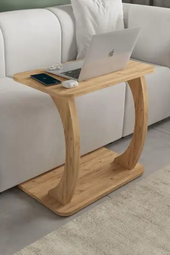 interGO, C Ayaklı Laptop Sehpası, Koltuk Sehpası, Kahvaltı Masası, Çalışma Sehpası, Atlantik Çam, LP3