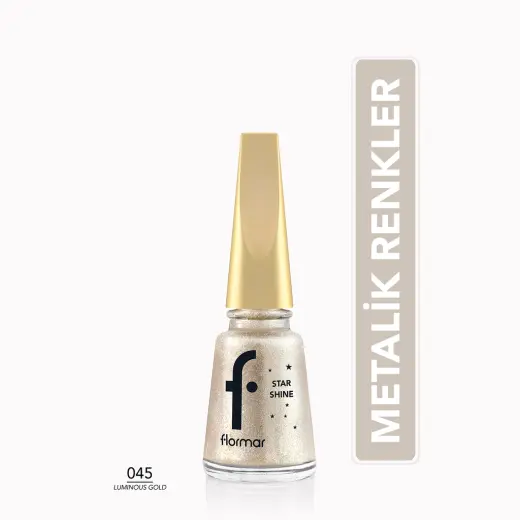 Flormar Star Shine Yoğun Pigmentli ve Metalik Görünümlü Oje 045 Luminious Gold