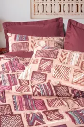 Ethnic Çift Kişilik Nevresim Takımı Estilo Bordo 3