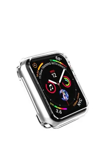 Apple Watch Seri 5 Önü Kapalı Tasarım Silikon Kılıf - Şeffaf 40 mm.