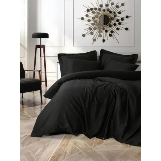 Cotton Box Silky Saten Çift Kişilik Nevresim Takımı Siyah