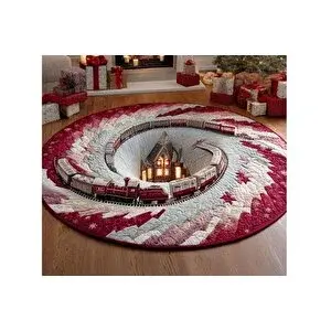 Vivense Yeni̇ Yil Ekspresi̇ Baskili Dokuma Taban Hali, 546 Yng, 120x120 Cm