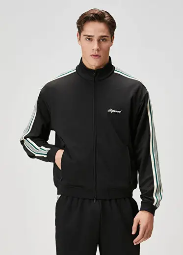 Siyah Şerit Detaylı Sweatshirt