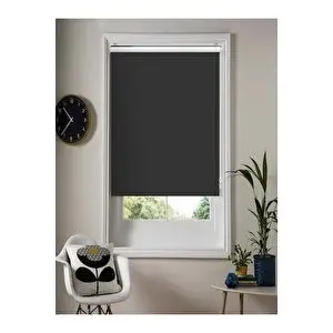 Kidmex Ithal Bambu Siyah Stor Perde Etek Dilimsiz 120x200 cm
