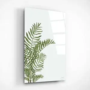 Yanarada Yaprak Desen 3 Cam Tablo 50x70 Cm
